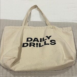 Daily Drills Beige Tote with Black Logo